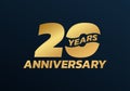 20 years anniversary logo design. 20th birthday celebration icon or badge. Vector illustration. Royalty Free Stock Photo